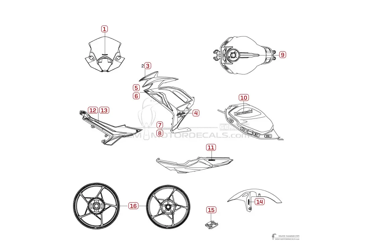 OEM Decals Kawasaki NINJA 650 2021 - Black White • Original Stickers